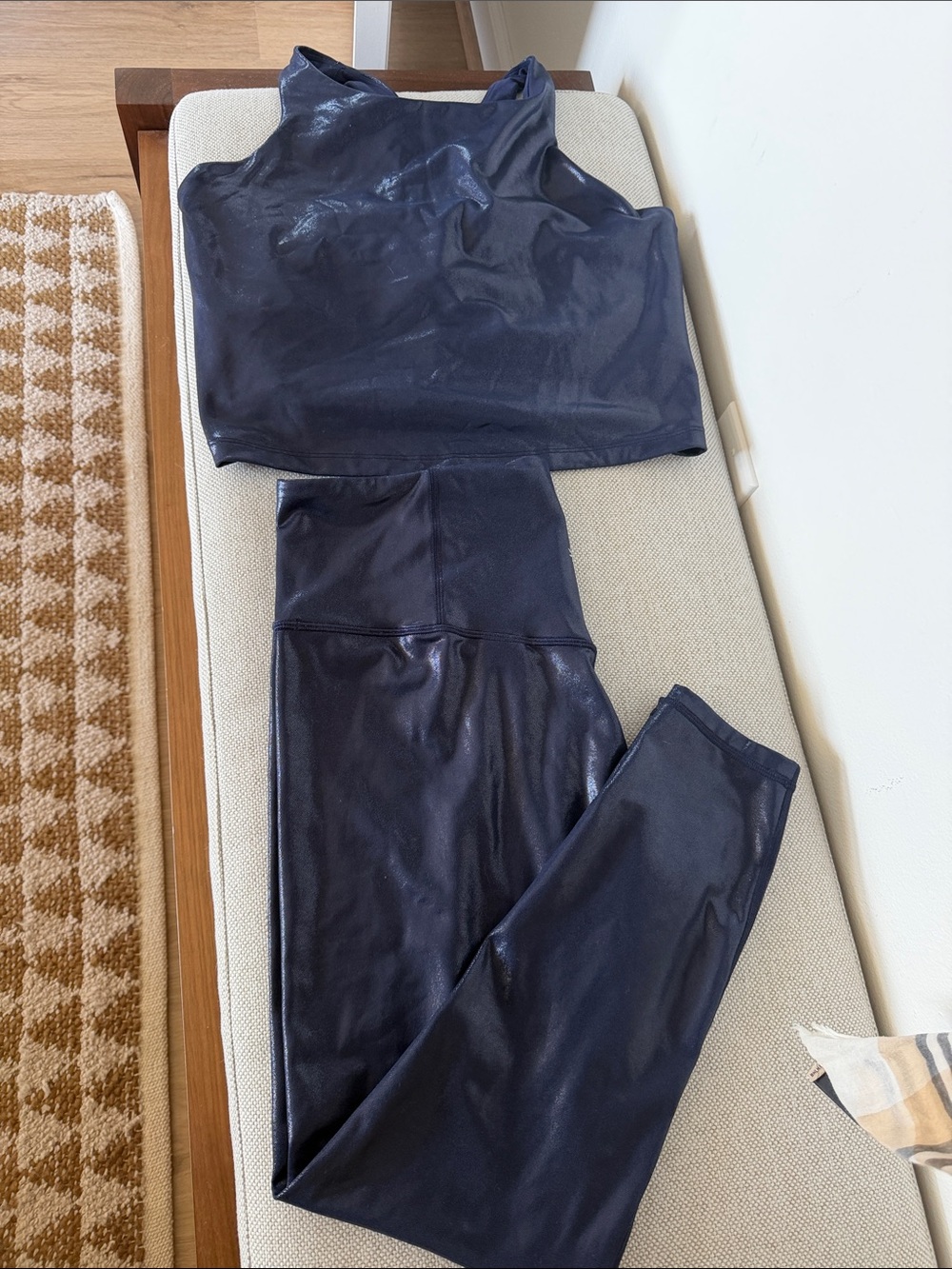 Women's Navy High-Waist Leggings and Crop Top Set from Athleta